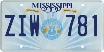 MS license plate ZIW781