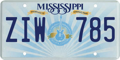 MS license plate ZIW785