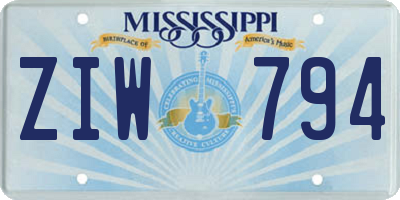 MS license plate ZIW794