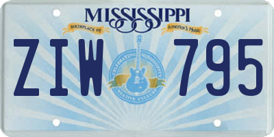 MS license plate ZIW795
