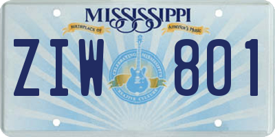 MS license plate ZIW801