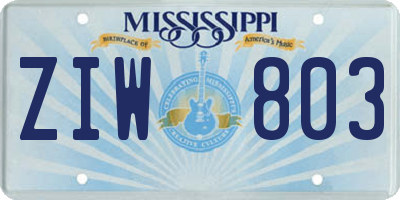 MS license plate ZIW803