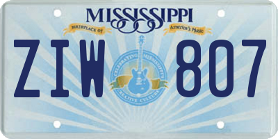 MS license plate ZIW807