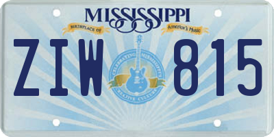 MS license plate ZIW815