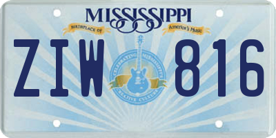MS license plate ZIW816