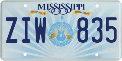 MS license plate ZIW835