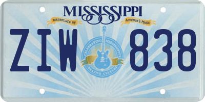 MS license plate ZIW838
