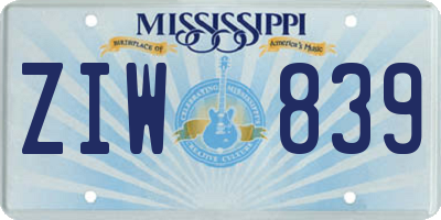 MS license plate ZIW839