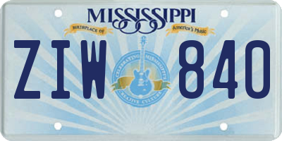 MS license plate ZIW840