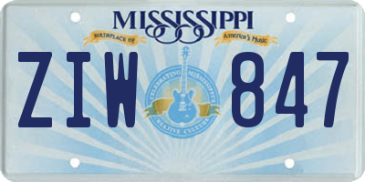 MS license plate ZIW847