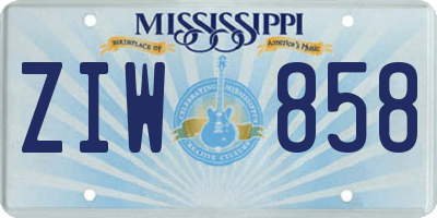 MS license plate ZIW858