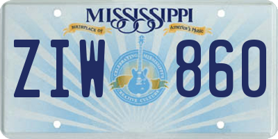 MS license plate ZIW860