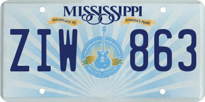 MS license plate ZIW863