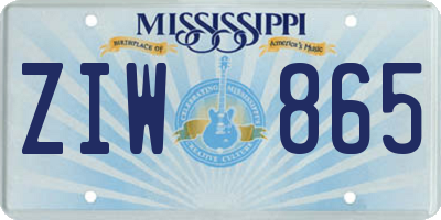 MS license plate ZIW865