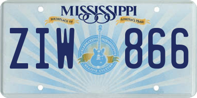 MS license plate ZIW866