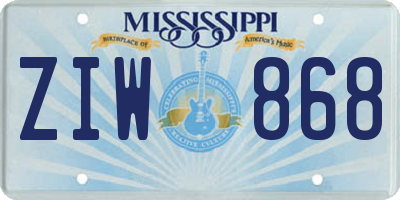 MS license plate ZIW868