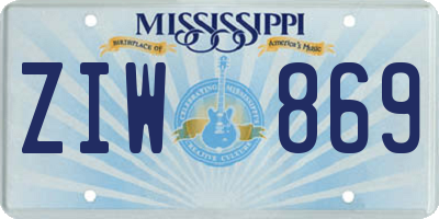 MS license plate ZIW869