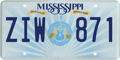 MS license plate ZIW871