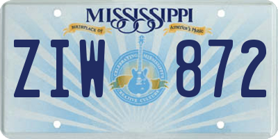 MS license plate ZIW872
