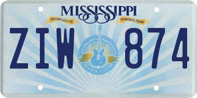 MS license plate ZIW874
