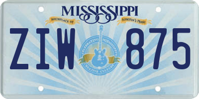 MS license plate ZIW875