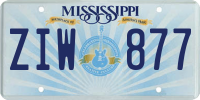 MS license plate ZIW877