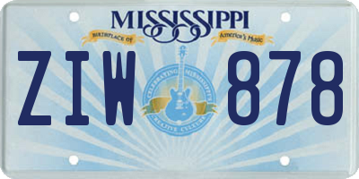 MS license plate ZIW878