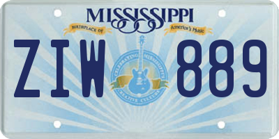 MS license plate ZIW889