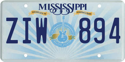 MS license plate ZIW894