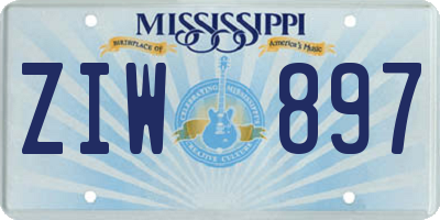 MS license plate ZIW897