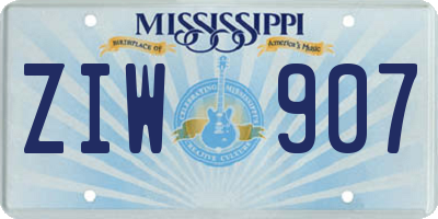 MS license plate ZIW907