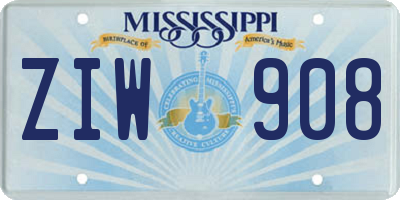 MS license plate ZIW908