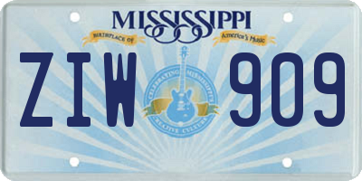 MS license plate ZIW909