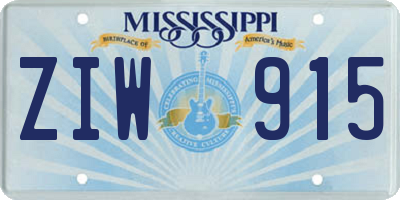 MS license plate ZIW915