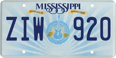 MS license plate ZIW920