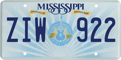 MS license plate ZIW922