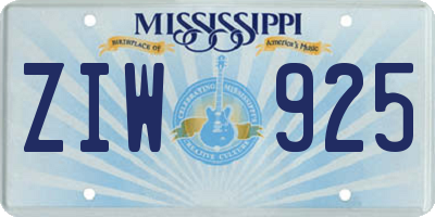 MS license plate ZIW925