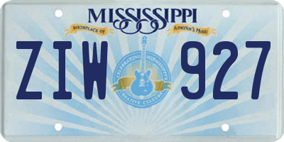 MS license plate ZIW927