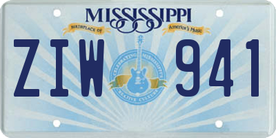 MS license plate ZIW941