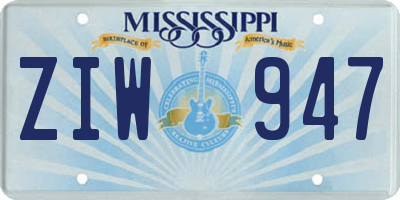 MS license plate ZIW947