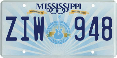 MS license plate ZIW948