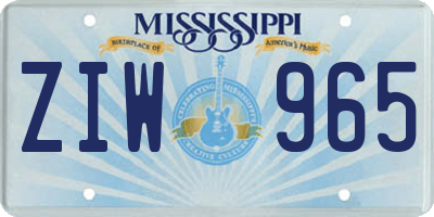 MS license plate ZIW965