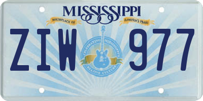 MS license plate ZIW977