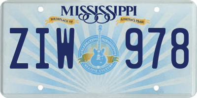 MS license plate ZIW978