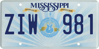 MS license plate ZIW981