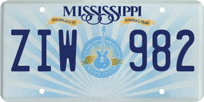 MS license plate ZIW982