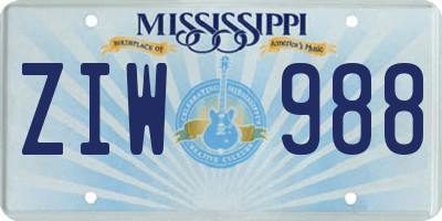 MS license plate ZIW988