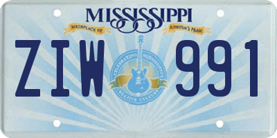 MS license plate ZIW991