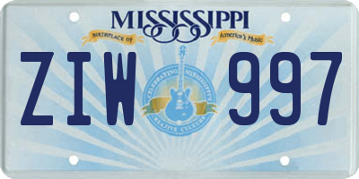 MS license plate ZIW997