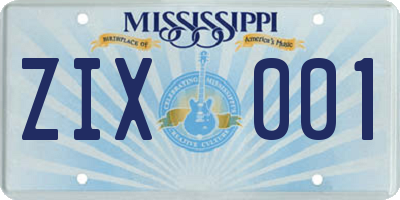 MS license plate ZIX001